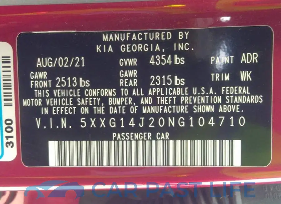 5XXG14J20NG104710# 9