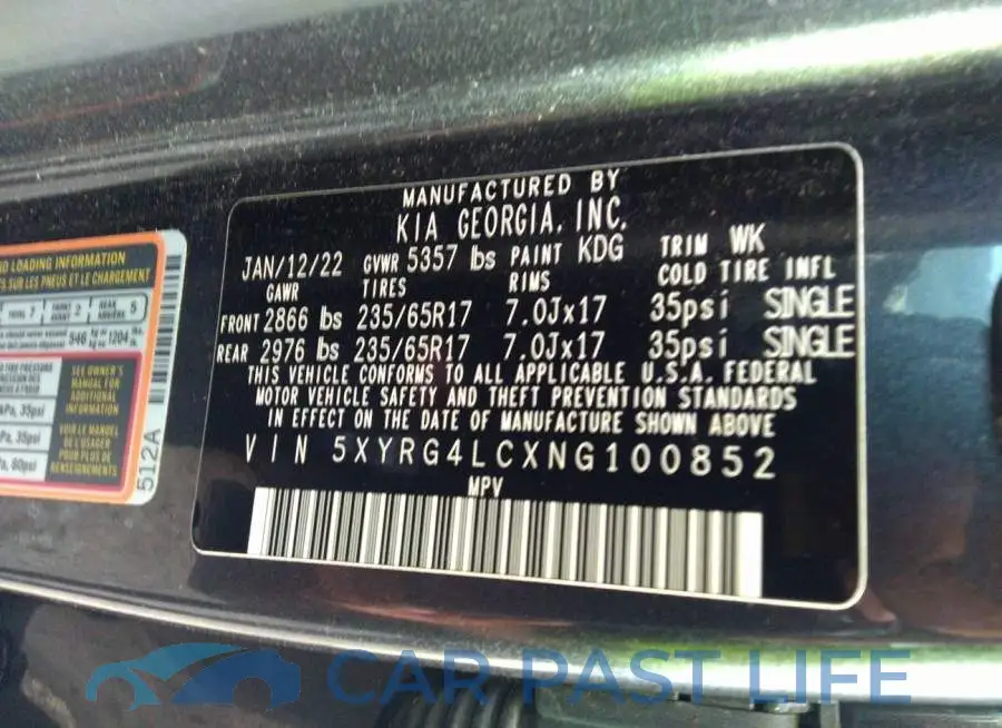 5XYRG4LCXNG100852# 9