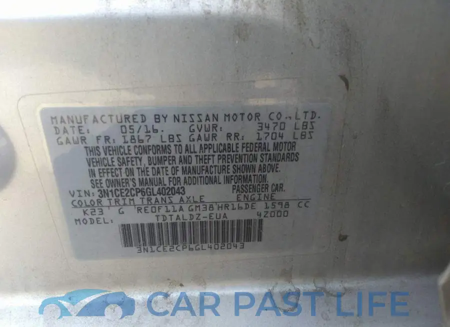 3N1CE2CP6GL402043# 9