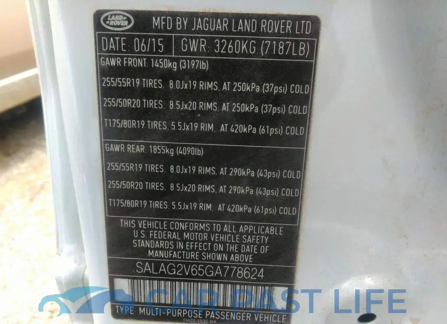 SALAG2V65GA778624# 9