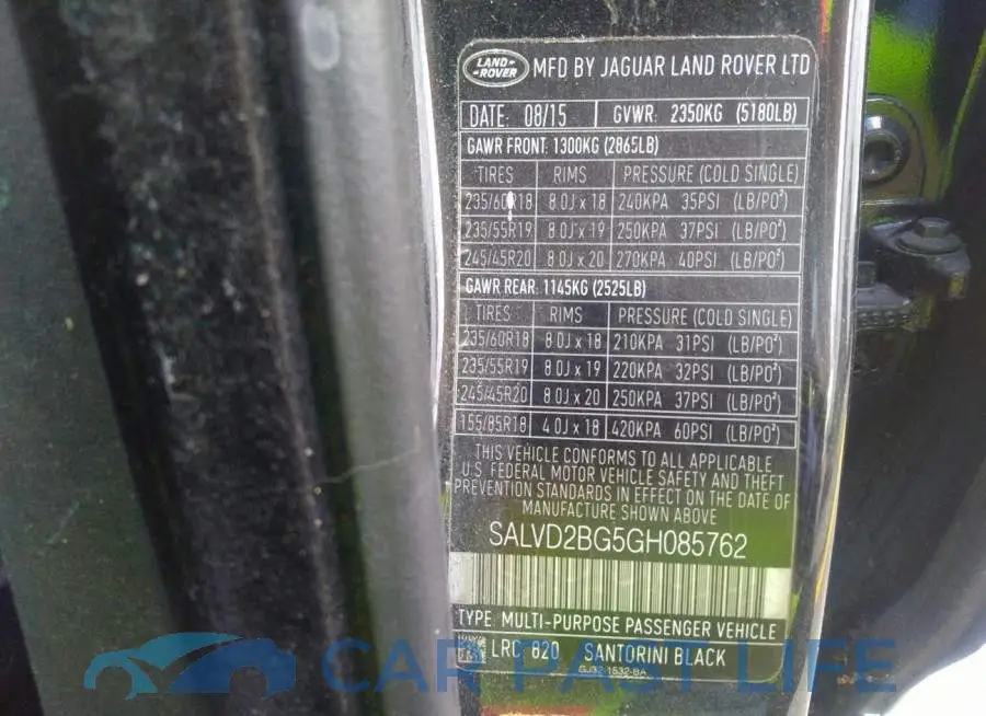 SALVD2BG5GH085762# 9