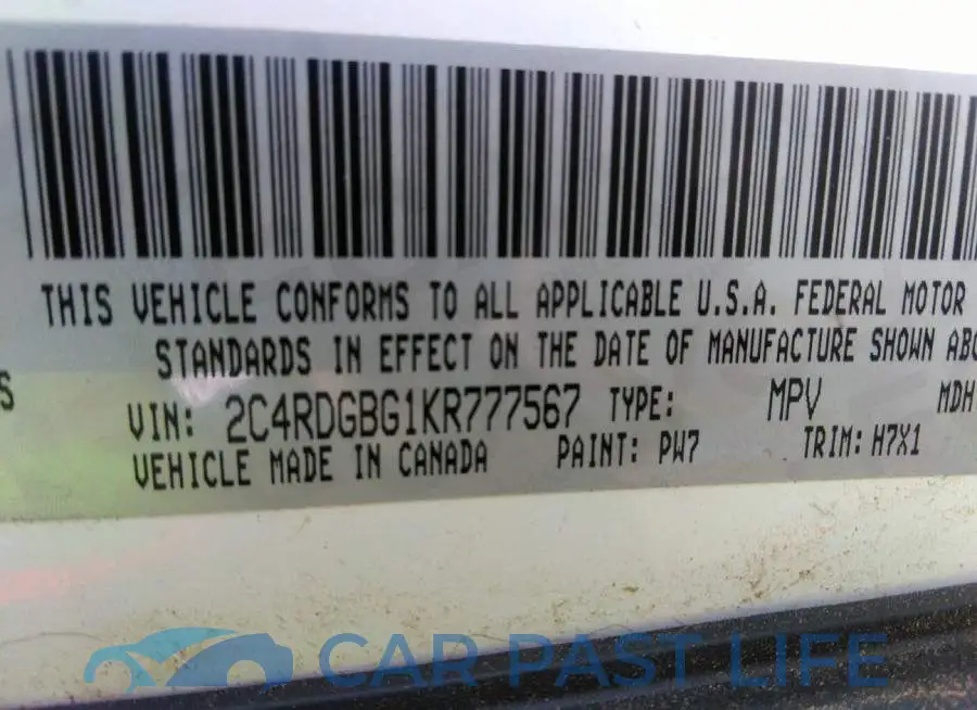 2C4RDGBG1KR777567# 9
