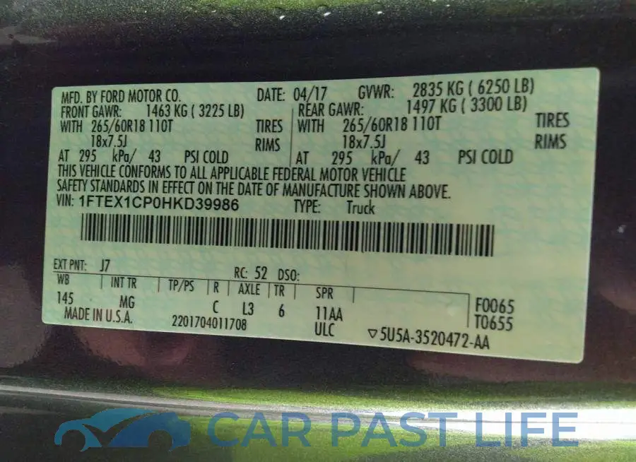 1FTEX1CP0HKD39986# 9