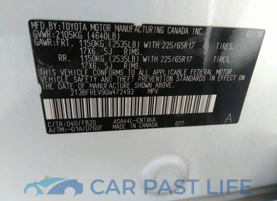 2T3BFREV9GW472493# 9