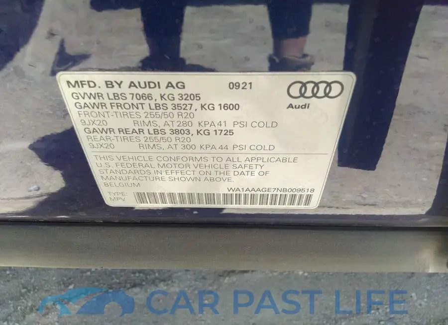 WA1AAAGE7NB009518# 9