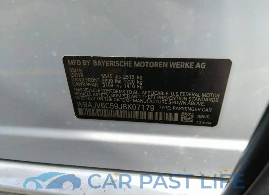 WBAJV6C59JBK07179# 9