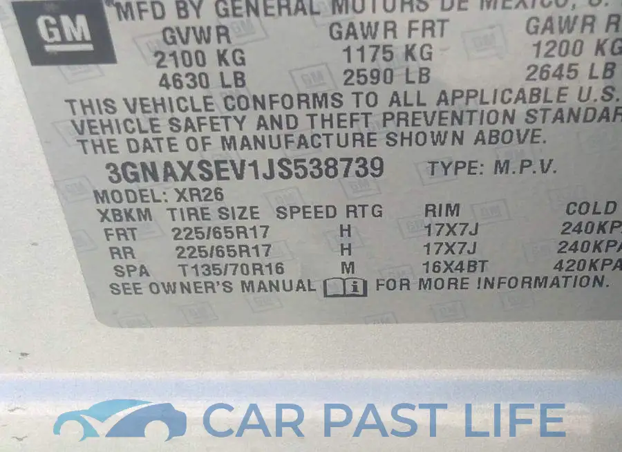 3GNAXSEV1JS538739# 9