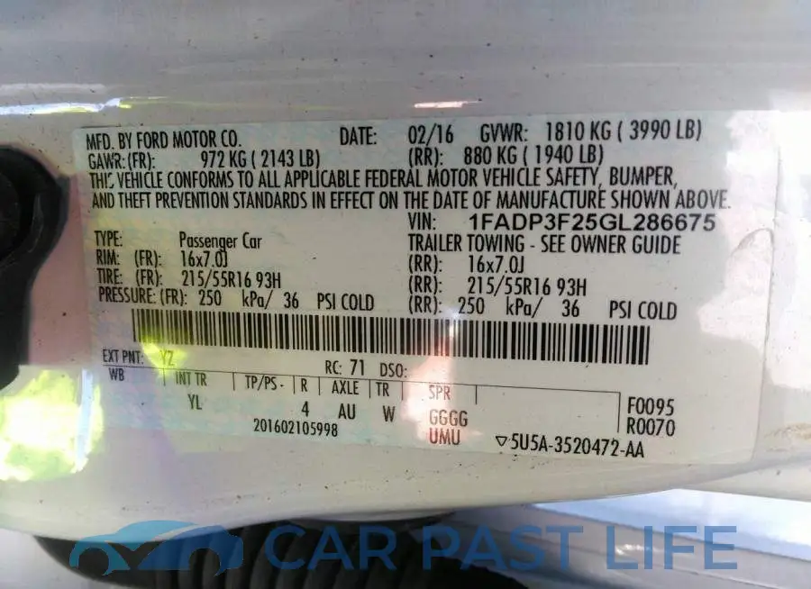1FADP3F25GL286675# 9