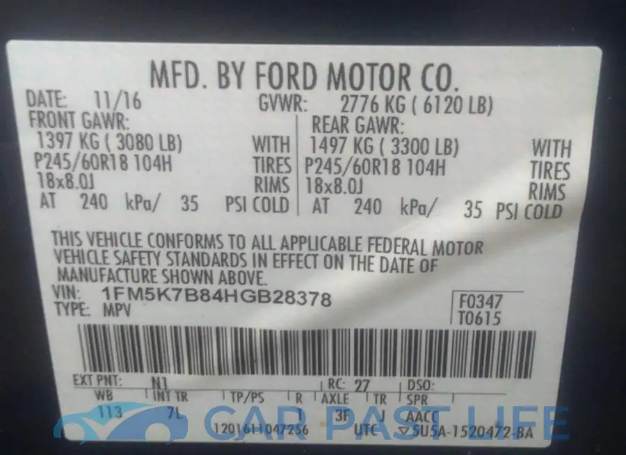 1FM5K7B84HGB28378# 9