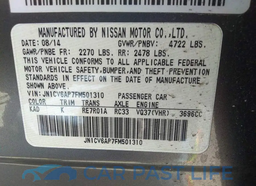 JN1CV6AP7FM501310# 9