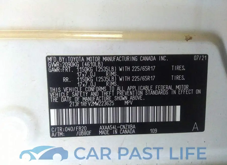 2T3F1RFV2MW223625# 9