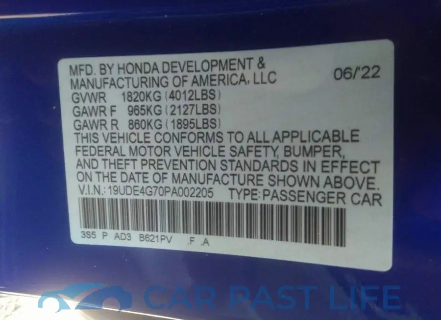 19UDE4G70PA002205# 9