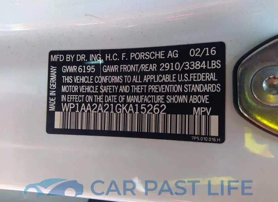 WP1AA2A21GKA15262# 9