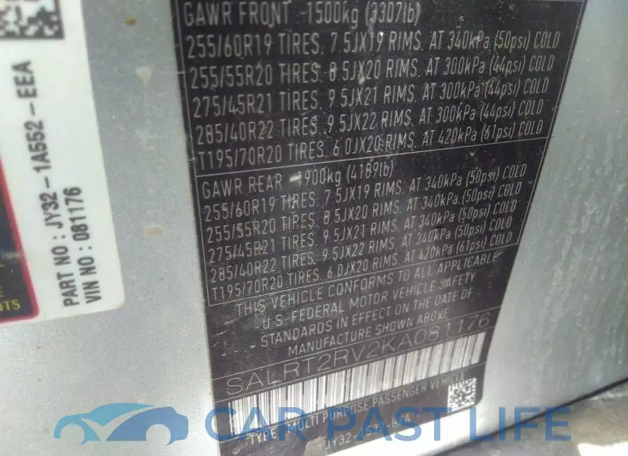 SALRT2RV2KA081176# 9