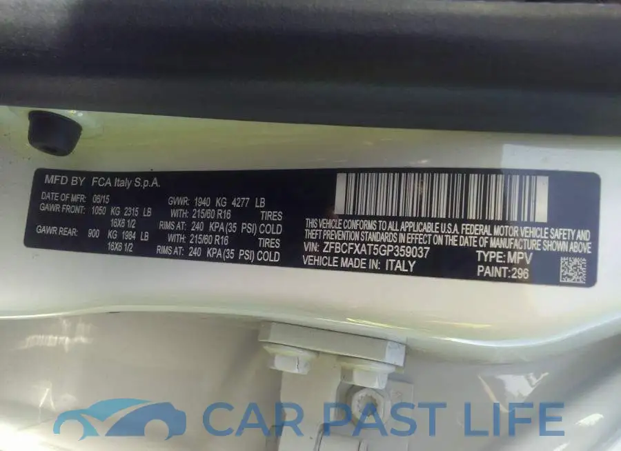 ZFBCFXAT5GP359037# 9