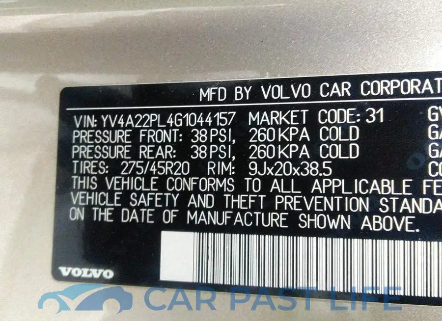 YV4A22PL4G1044157# 9