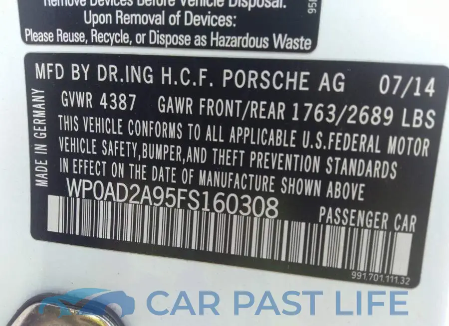 WP0AD2A95FS160308# 8