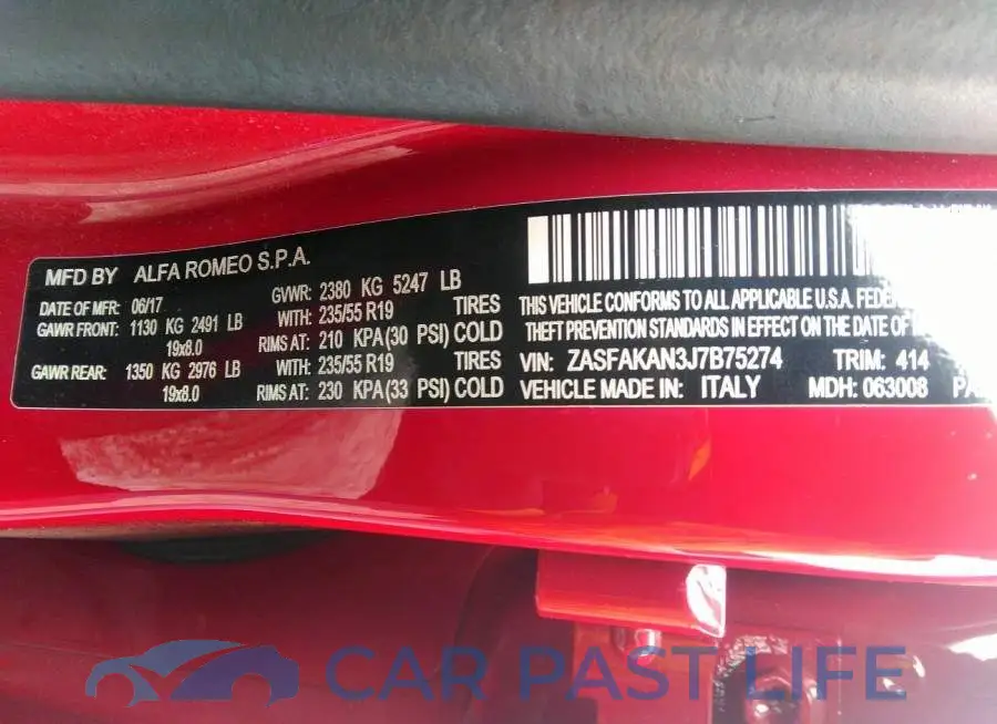 ZASFAKAN3J7B75274# 9