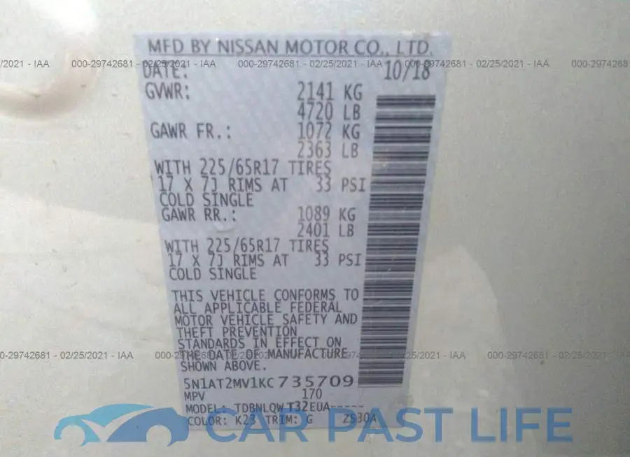 5N1AT2MV1KC735709# 9