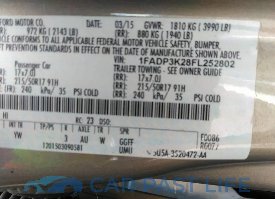 1FADP3K28FL252802# 9