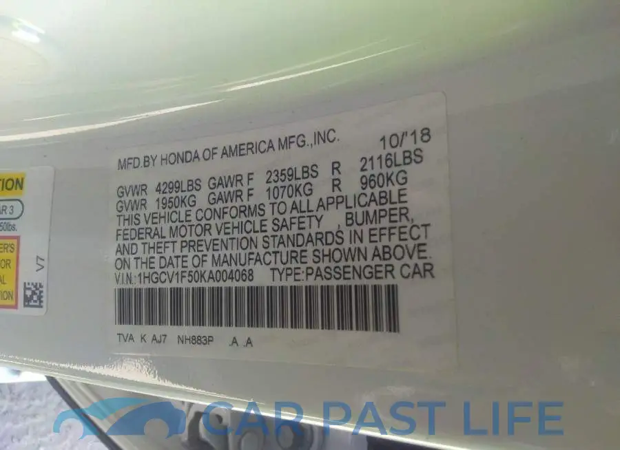 1HGCV1F50KA004068# 9