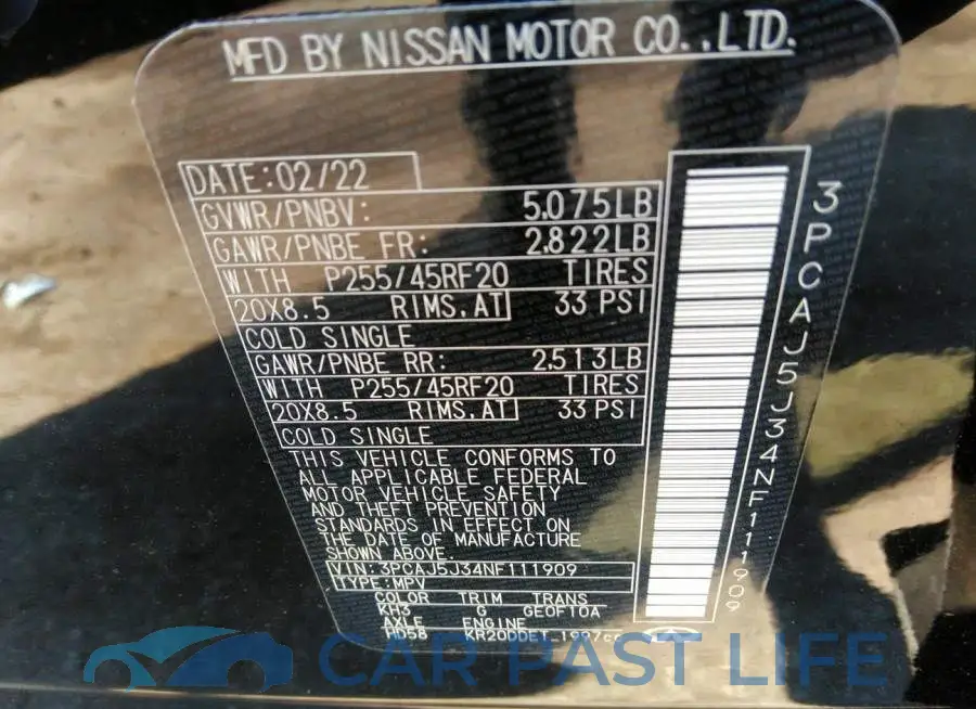 3PCAJ5J34NF111909# 9