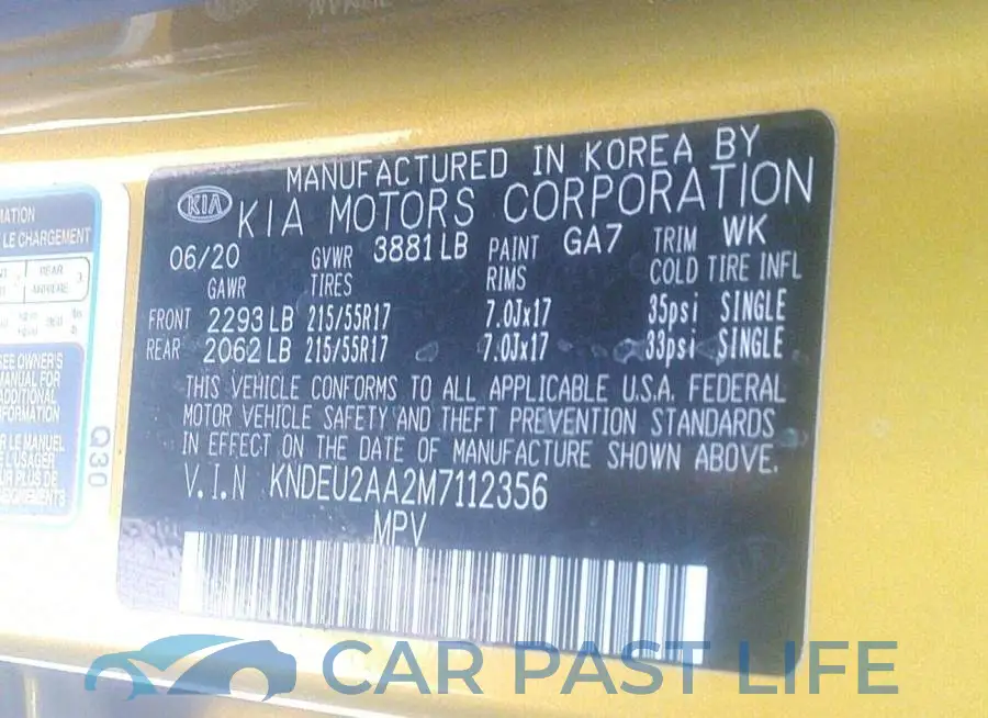 KNDEU2AA2M7112356# 9
