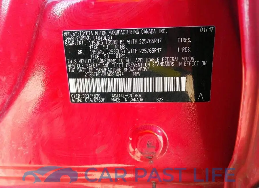 2T3BFREV2HW593044# 9