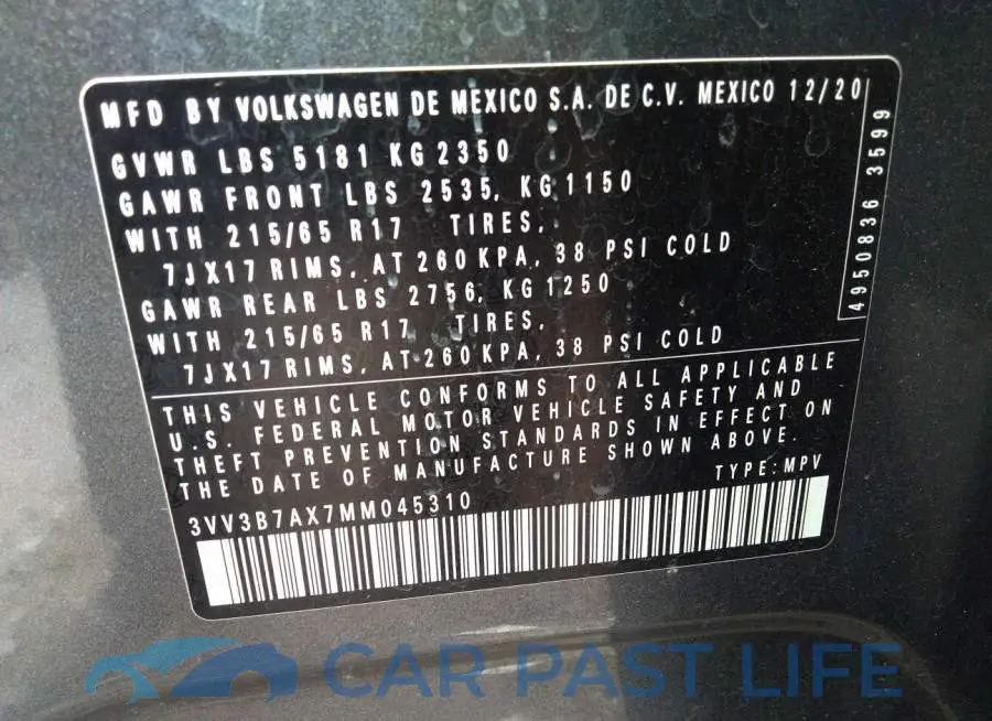 3VV3B7AX7MM045310# 9