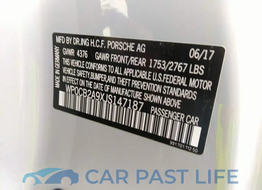 WP0CB2A9XJS147187# 9