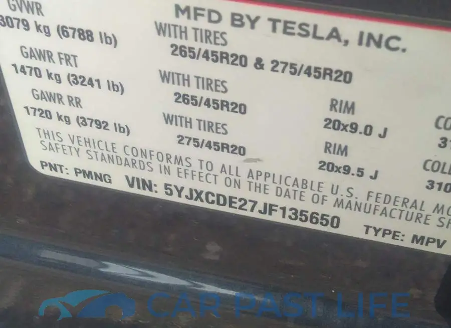 5YJXCDE27JF135650# 9