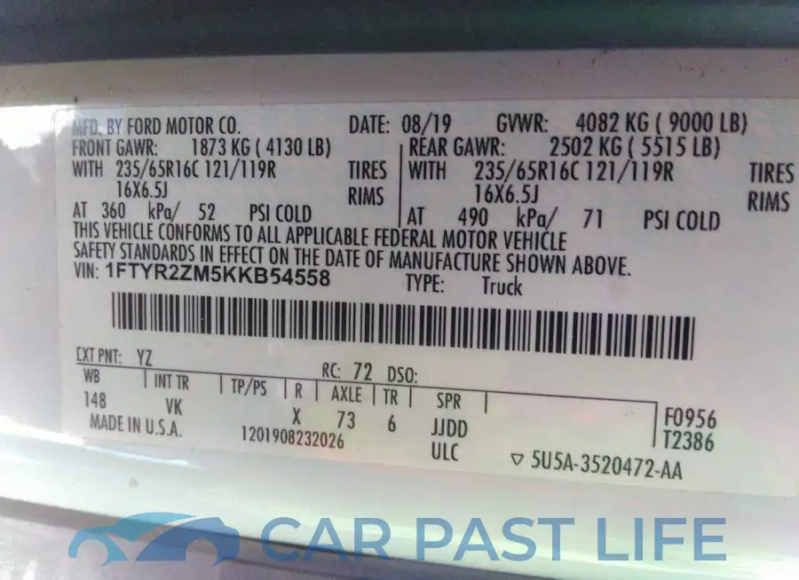 1FTYR2ZM5KKB54558# 9