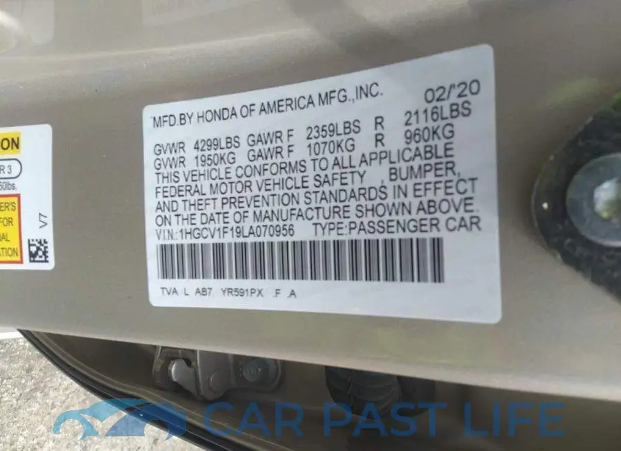 1HGCV1F19LA070956# 9