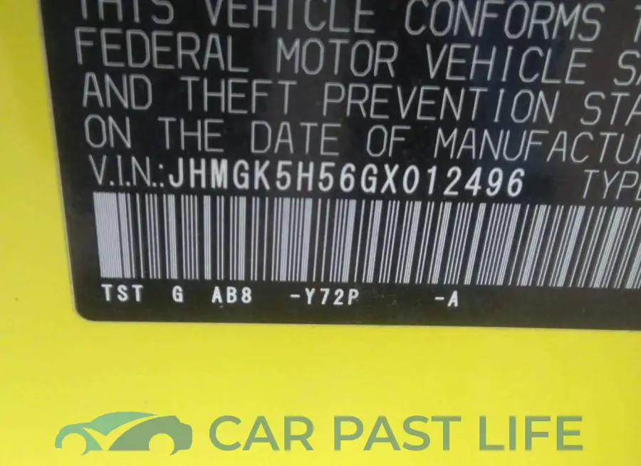 JHMGK5H56GX012496# 9