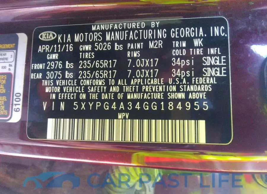 5XYPG4A34GG184955# 9