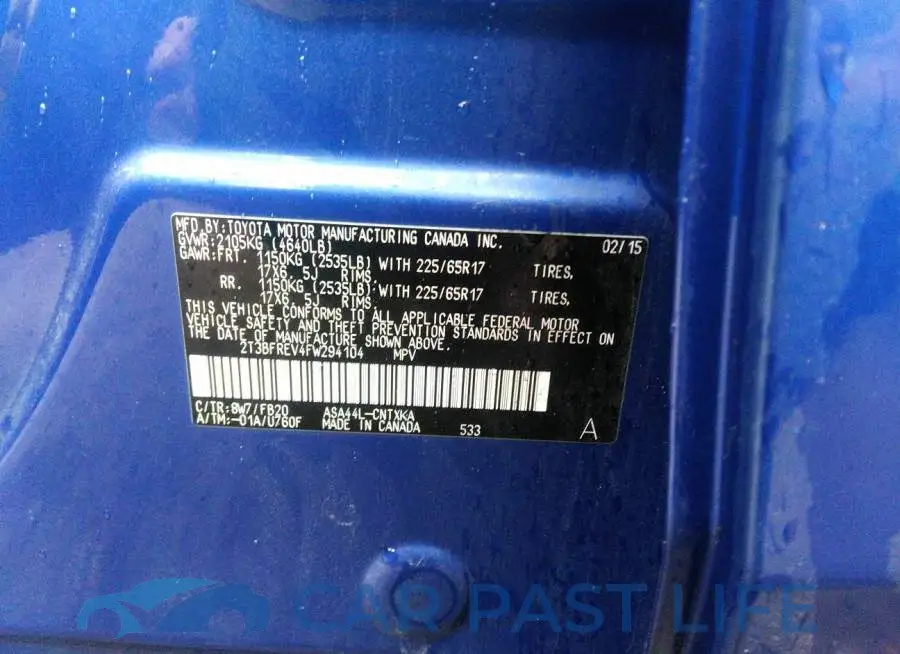 2T3BFREV4FW294104# 9