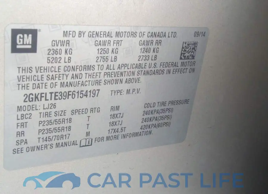 2GKFLTE39F6154197# 9