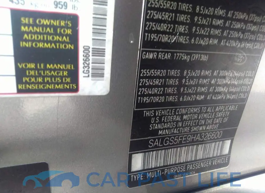 SALGS5FE9HA326600# 9