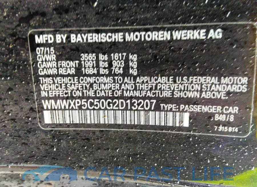 WMWXP5C50G2D13207# 9