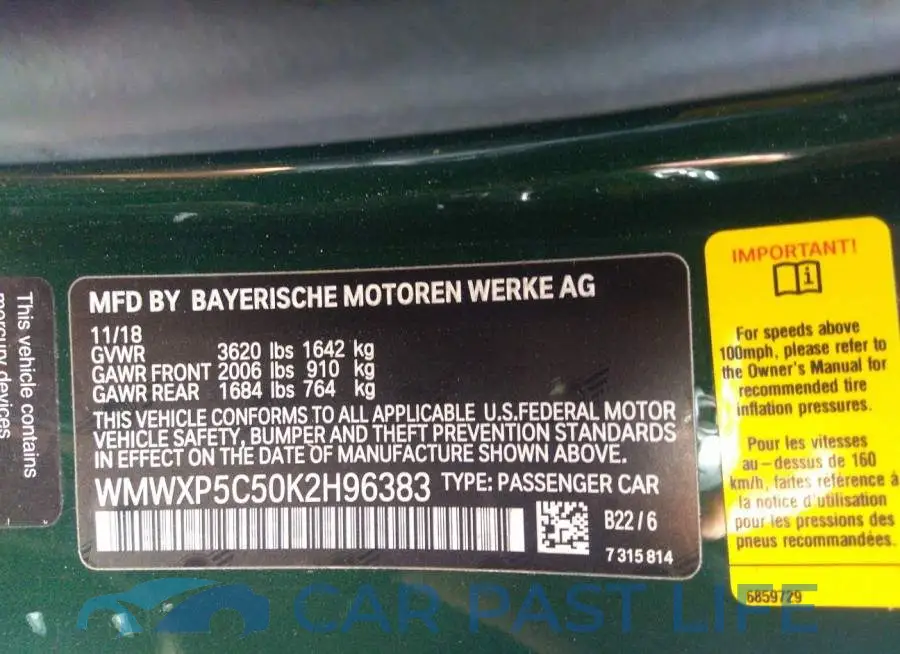 WMWXP5C50K2H96383# 9