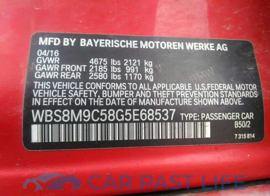 WBS8M9C58G5E68537# 9