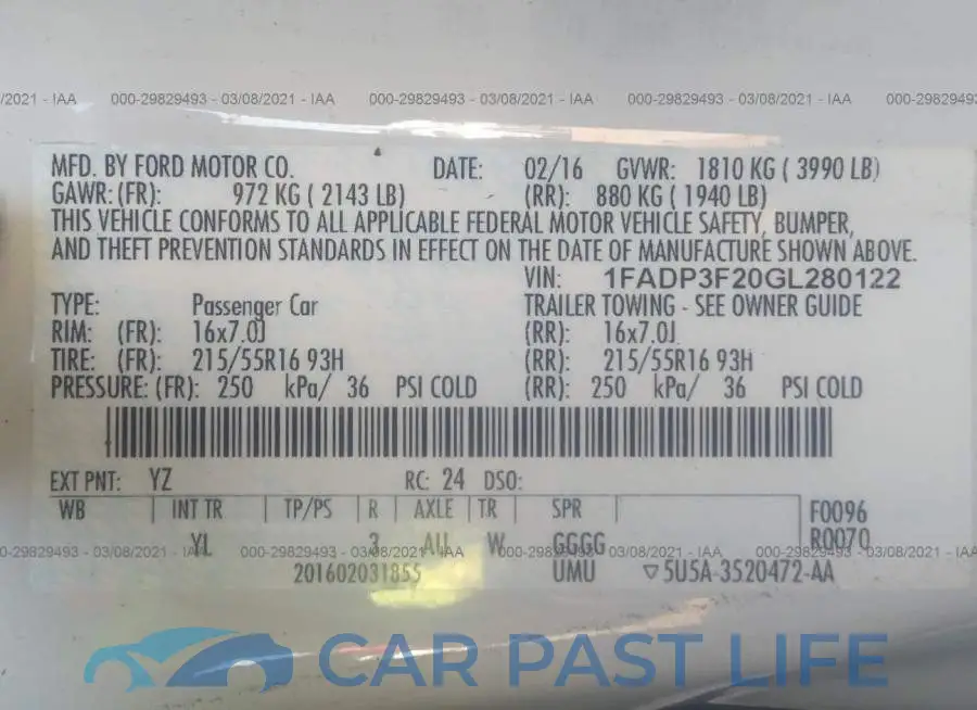 1FADP3F20GL280122# 9