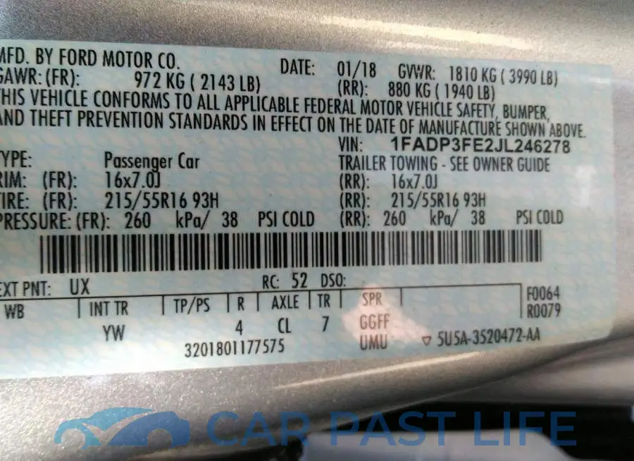 1FADP3FE2JL246278# 9