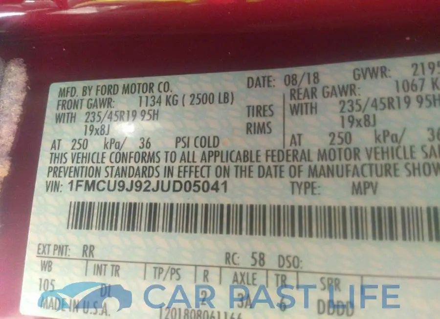 1FMCU9J92JUD05041# 9