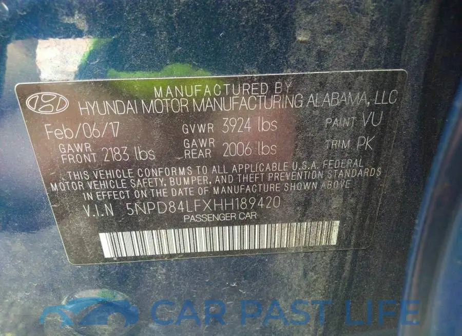 5NPD84LFXHH189420# 9