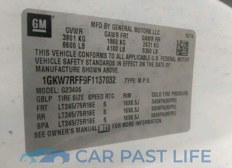 1GKW7RFF9F1137032# 9