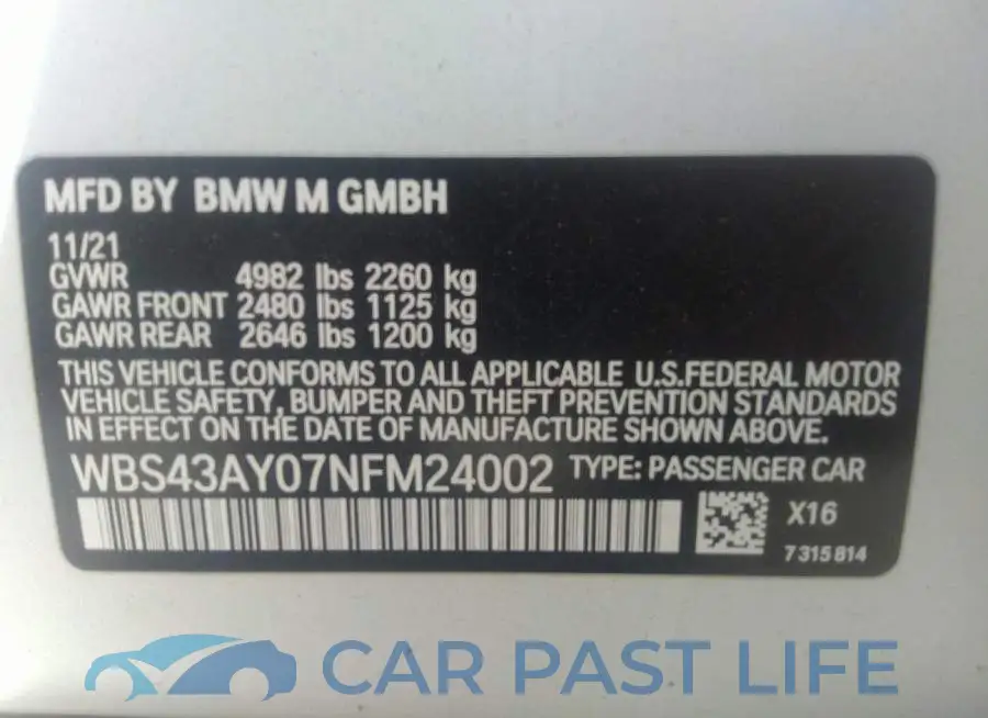 WBS43AY07NFM24002# 9
