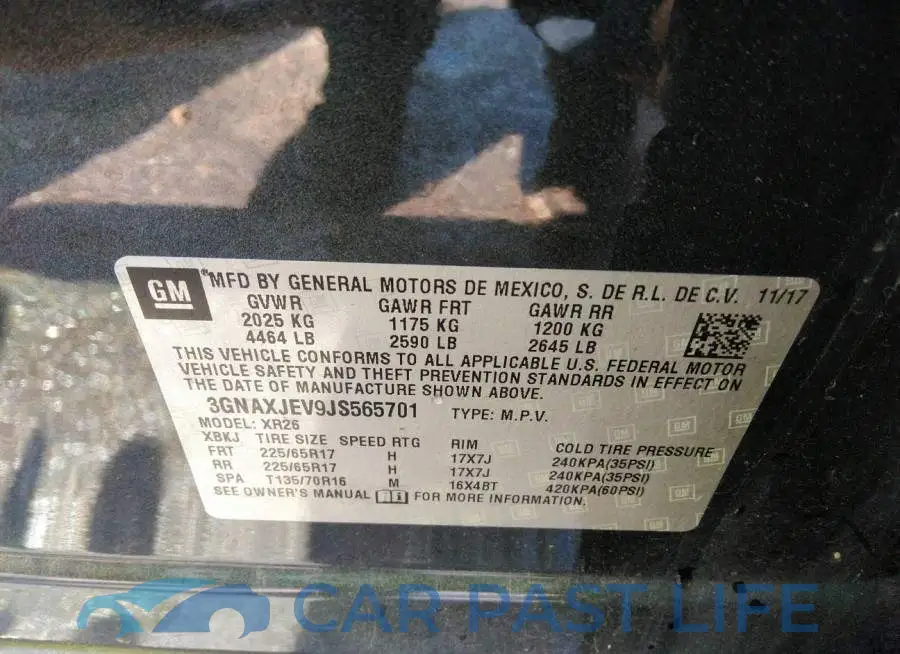 3GNAXJEV9JS565701# 9