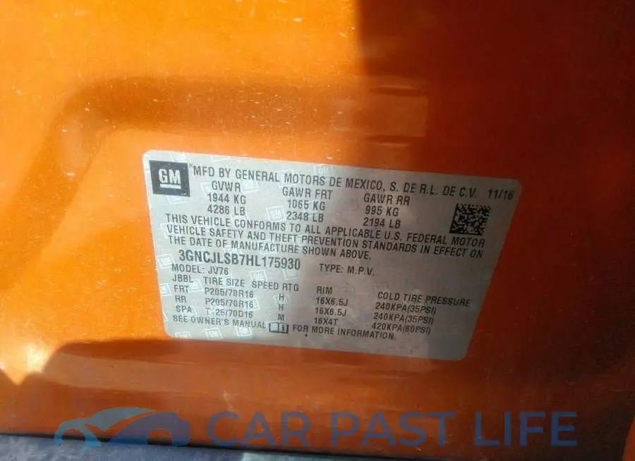 3GNCJLSB7HL175930# 9