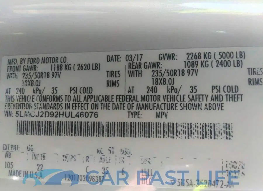 5LMCJ2D92HUL46076# 9